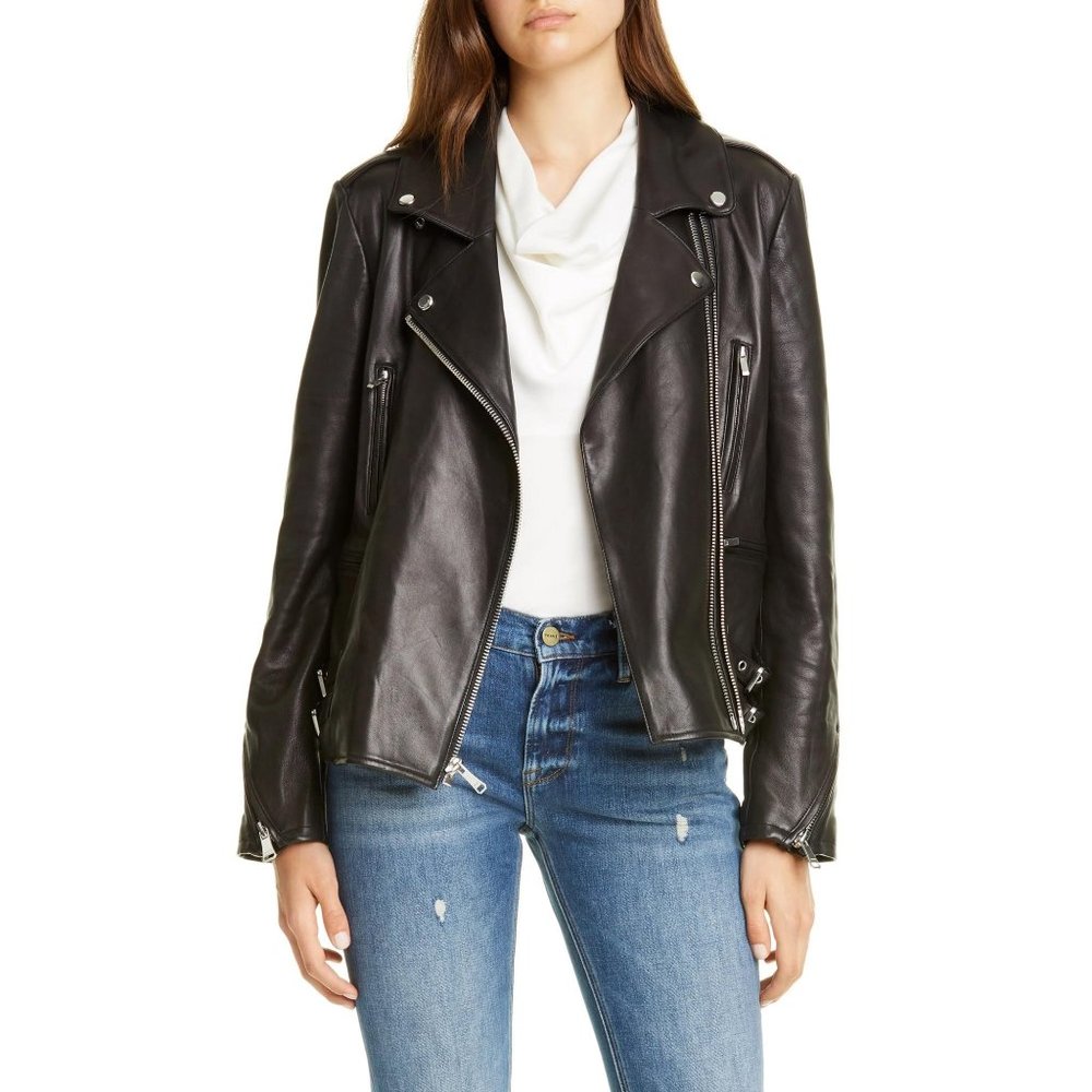 NEW FRAME PCH Leather Jacket Noir Size Large - Picture 5 of 16